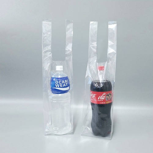 PE투명 M자비닐봉투 13+10x57cm (100장) 꽈배기포장 음료포장 와인병비닐백